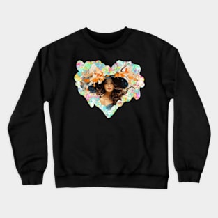 beautiful girl with flowers Crewneck Sweatshirt